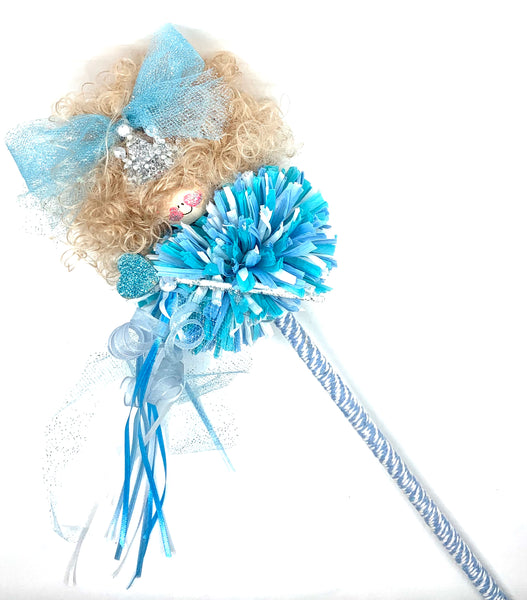 Teal Pom Pom Princess Wand