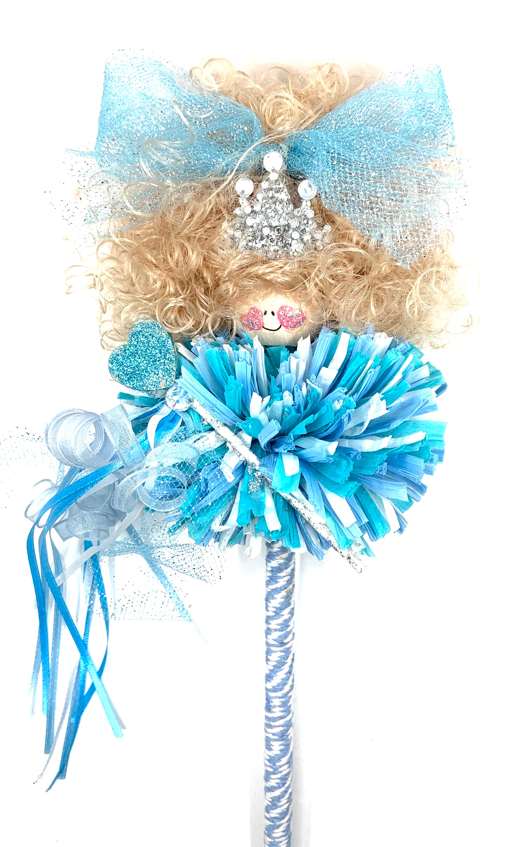 Teal Pom Pom Princess Wand